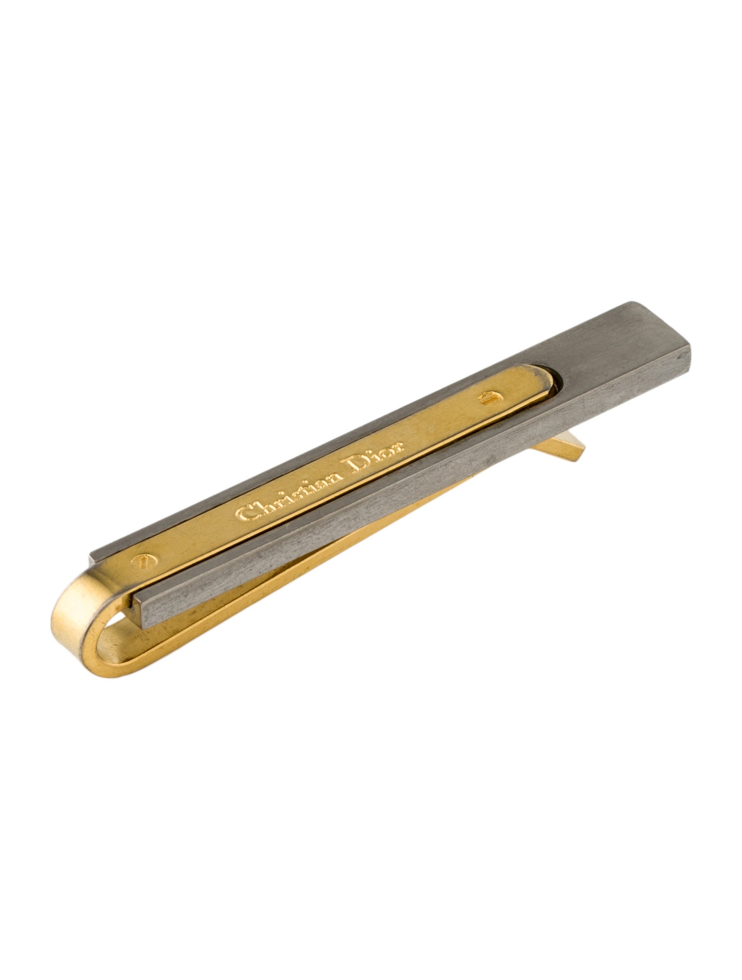 Christian Dior Vintage Two-Tone Logo Tie Clip